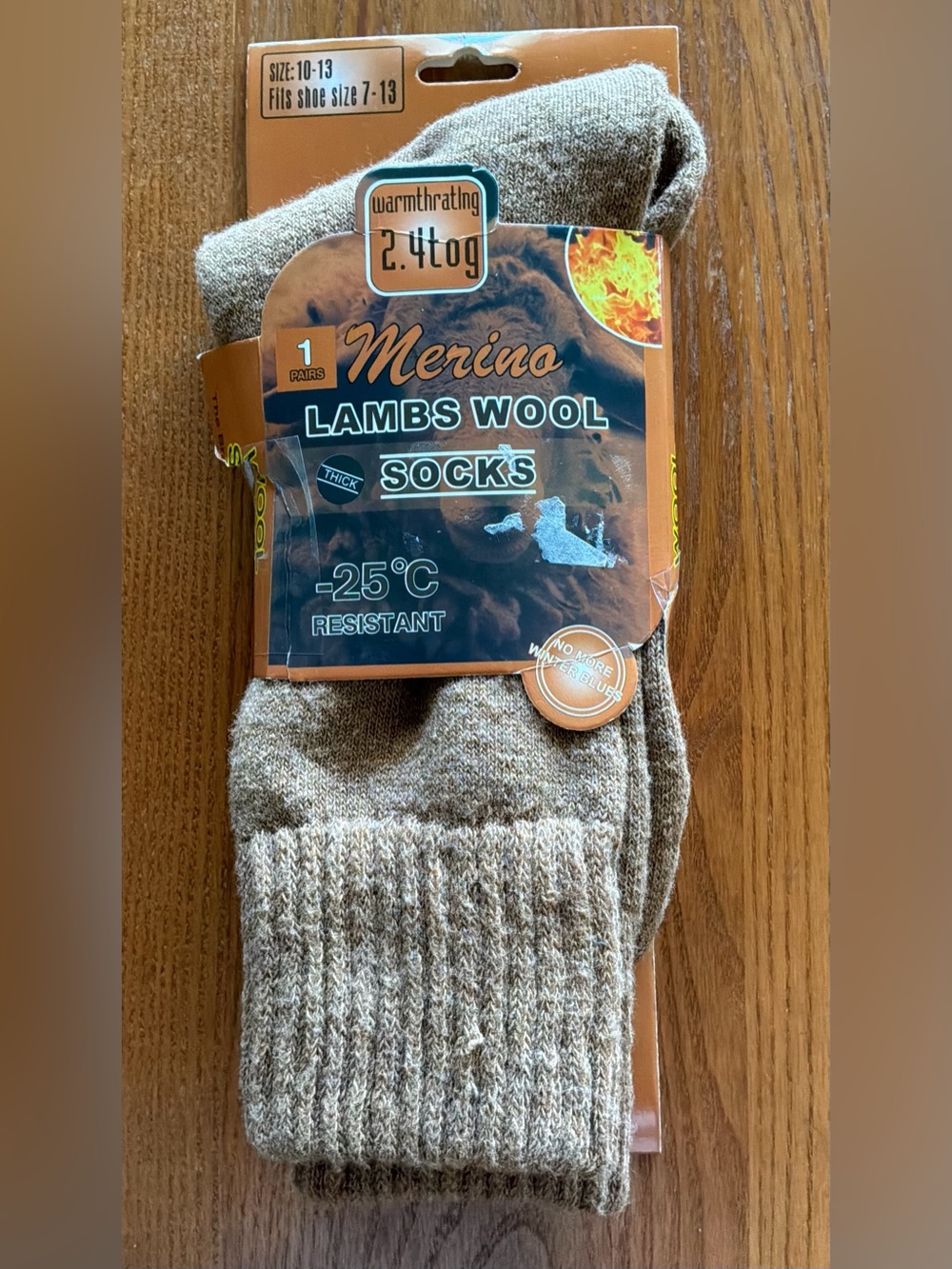 Merino Lambs Wool Socks - Beige - WarmthRating 2.4tog